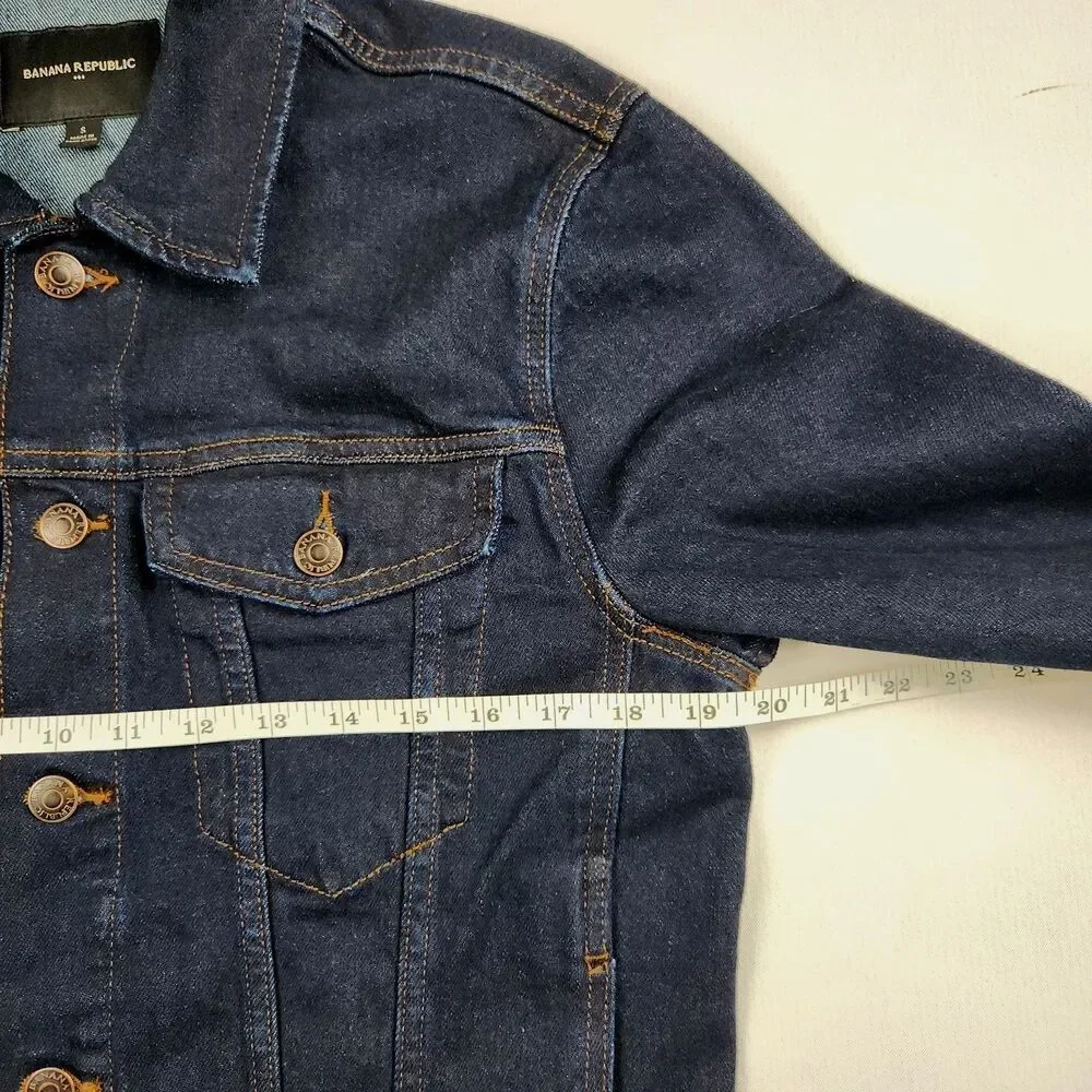 Banana Republic Denim Trucker Jacket Mens S Heritage Cotton Indigo Dark Wash